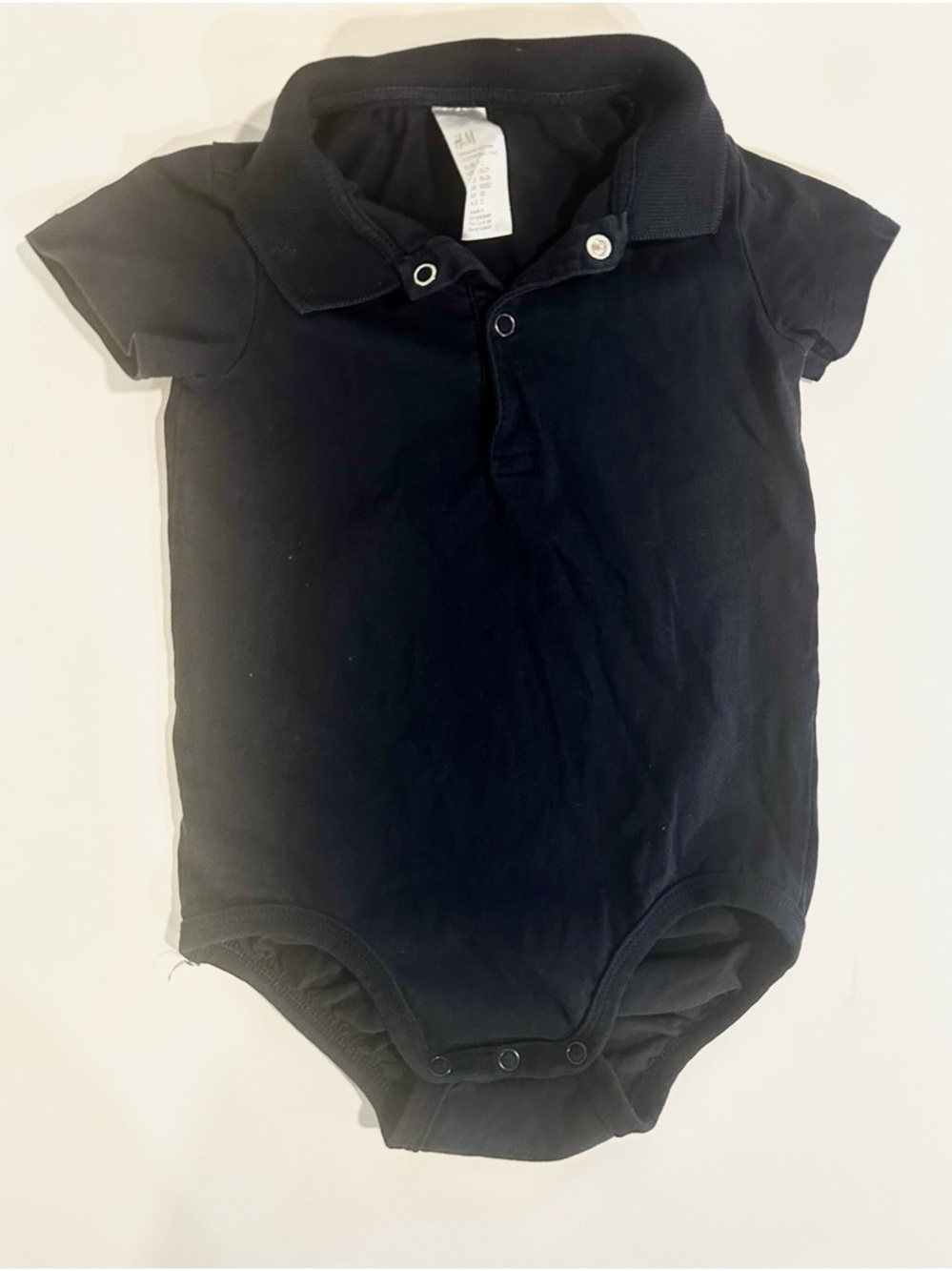 H&M Organic Cotton Navy Polo One-Piece for Babies